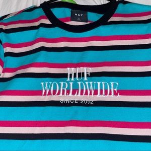 HUF Embroidered striped tee
